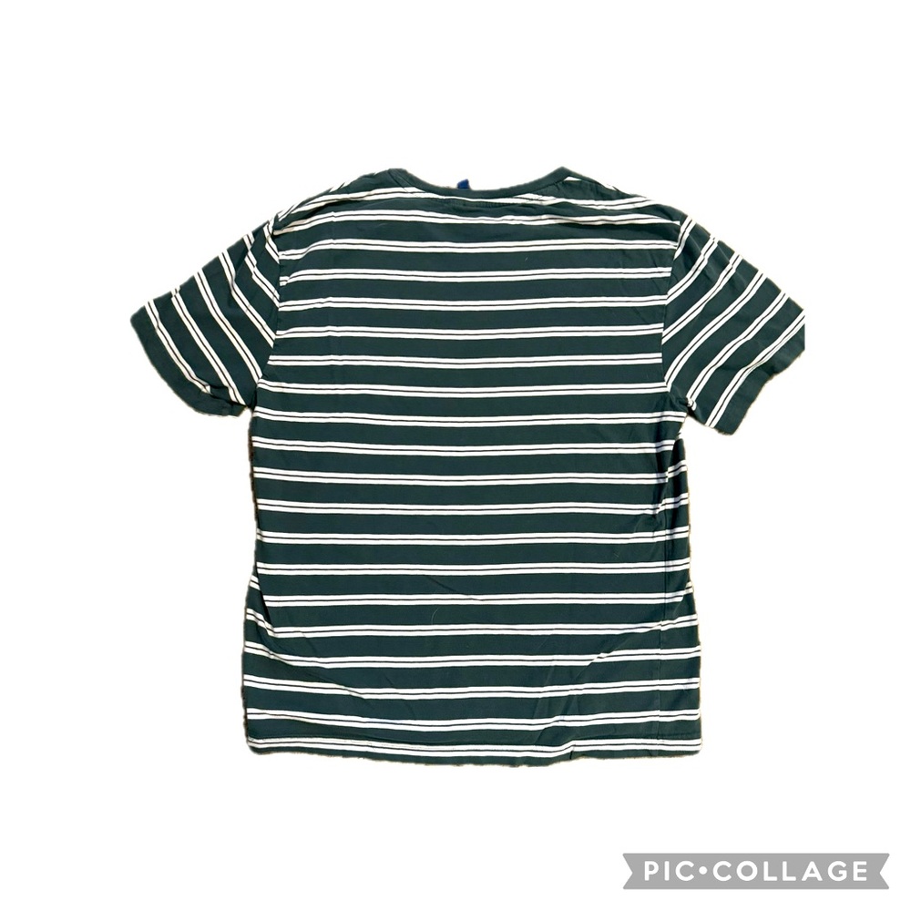 H&M’s Divided Vintage-Vibe Forest Green and White Striped  Men’s Tee // Size L - Picture 2 of 4